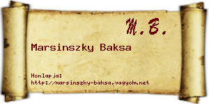 Marsinszky Baksa névjegykártya